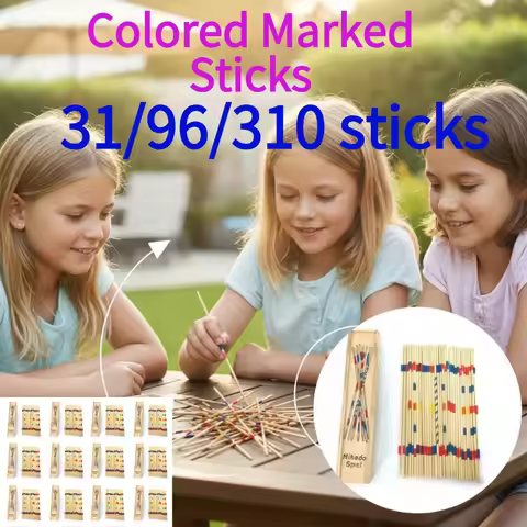 31-310sticks Traditional Mikado Pick Up Sticks Wooden Game Set All-Inclusive Classic Family Fun Game