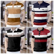 Summer men's golf casual polo shirt short sleeved business striped polo shirt Korean printed polo sh