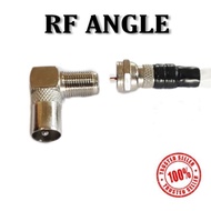 CONNECTOR RF ANGLE SOCKET FOR TV AERIAL ANTENNA + F CONNECTOR ADAPTER RF COAXIAL TV CABLE MALE
