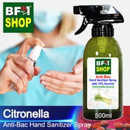 Anti Bacterial Hand Sanitizer Spray with 75% Alcohol - Citronella Anti Bacterial Hand Sanitizer Spray - 500ml