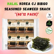 (4G*12PACK) Halal Korea CJ Bibigo Seasoned Seaweed Snack Seaweed Korea Halal Seaweed Roasted Seaweed