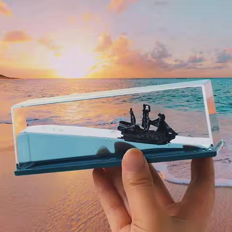 One Piece Thousand Sunny Ship Floating Boat Creative Fluid Liquid Drift Barcos Exquisite Gift Home D