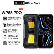 OUKITEL WP58 PRO 24GB+512GB 6.7inch HD Handphone Dual Camping Lights Screen 10000mAh Support Reverse
