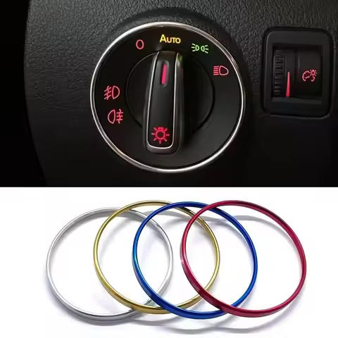 Car Headlight Switch Decorative Frame Trim Ring Sticker Fit for Volkswagen VW Golf Jett MK5 MK6 Pass
