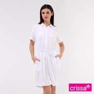 Crissa Bold Twill Woven Rayon Short Sleeves Dress CSDT25-0029