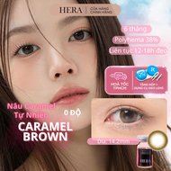 Lens Hera Nâu Caramel Tự Nhiên Không Độ CARAMEL BROWN Nhập Khẩu Hàn Quốc Kính Áp Tròng Không Cận 6 T