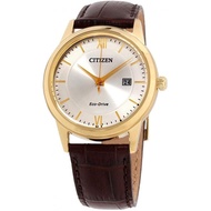 Citizen Citizen Mens Men s AW1232-04A Eco-Drive Gold-Tone Watch Wristwatch with Brown Leather Band [