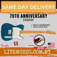 Fender Ltd Ed 70th Anniversary Esquire Electric Guitar, Maple Fretboard - Lake Placid Blue