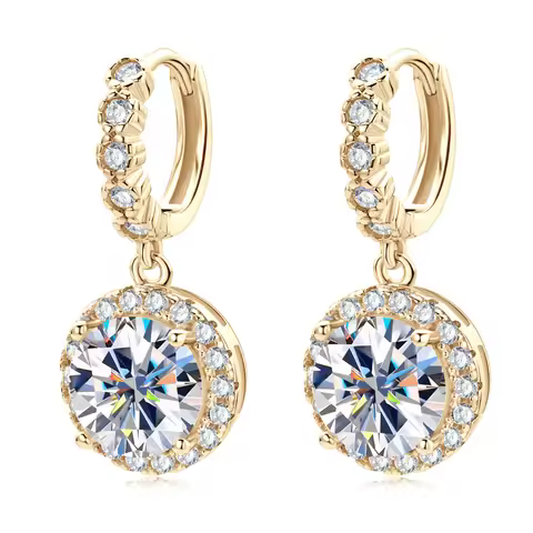 Yellow Gold Plated D Moissanite 1ct 2ct 3ct Huggie Earrings for Women Silver 925 Sterling Moissanite