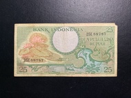 T421.uang kertas koleksi nomor Seri E ,25 Rupiah 1959