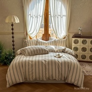 Er 2026 Four-Piece Set Wo Cotton Linen Hexiang 1.8m Bed Sheet Series New Style Four-Piece Set Stripe