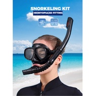 2-Piece Set Silicone Fully Dry Breathing Tube Goggles Snorkeling Mask With Power Lens Degree