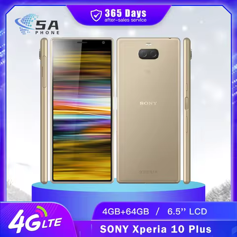 Original Sony Xperia 10 Plus I3213 I4293 4G Mobile Phone 4GB/6GB+64GB 6.5" 12MP+8MP Snapdragon 636 O