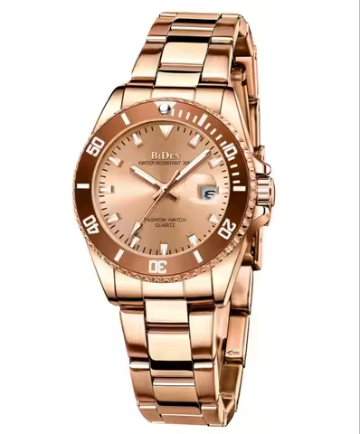 BIDEN 2025 New Women's Watch Light Luxury Brand Stainless Steel Women's Business Waterproof Night Li