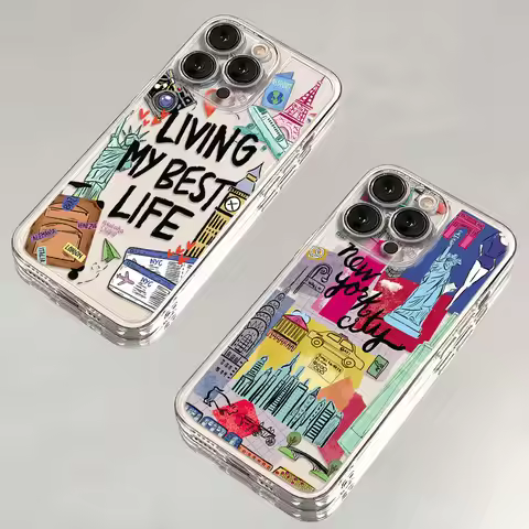 New York London Sticker Labels Phone Case For Xiaomi Redmi Note 13 12 12S 11 10 9 9s 9T 8 A1 A2 A3 K