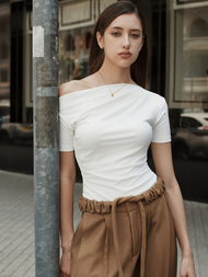 COCO SIN -  Áo Kiểu Nữ Lệch Vai Thun Bestseller