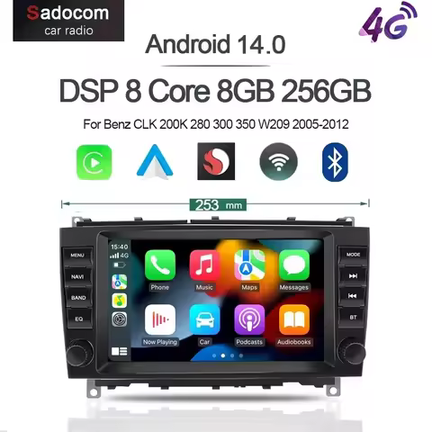 720P Carplay 8" Android 13.0 8G+256G Car DVD Player Autoradio GPS navigation For Benz CLK 200K 280 3