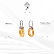 najewelry TRIPLE ROUND TWO TONE HOOPS