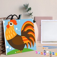 Ruopoty 20x20cm Paint By Numbers For Kids Beginner Kits Cartoon Animals Cock Handicrafts Paint On Canvas With Frame