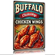 Vintage Buffalo Chicken Wings Tin Sign - Rustic Metal Wall Decor for Home