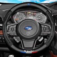 38cm 15" 3D Embossing Carbon Fiber Leather Car Steering Wheel Cover Trim Protector for Subaru BRZ Forester Legacy Outback WRX WRX STI Impreza XV Crosstrek Handlebar