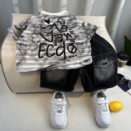 Boy Baby Set 2025 Cool Boy Handsome Short-Sleeved Two-Piece Set Children's Clothes #Ready Stock