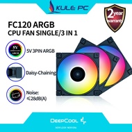 [Ready Stock]Deepcool FC120 ARGB CPU Fan 120mm White/Black Daisy Chain Connection Single/3 IN 1 5V 3