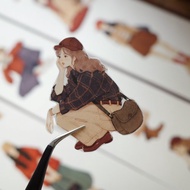 我的冬季  復古人物手賬 PET 和紙膠帶