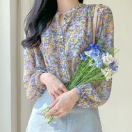 S-3XL~Floral Chiffon blouse women blouse Korean style woman shirt baju kembang women blause wanita floral shirt blouse women long sleeve blouse baju muslimah baju blouse wanita