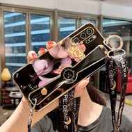 YBD ออกแบบใหม่สายรัดข้อมือผู้ถือโทรศัพท์สำหรับ Huawei P20 P30 P40 P20 Lit P30 Lite ชุบปลอกที่แม่นยำกล้อง P20 P30 P40 Pro Nova 3e 4e กรณีดอกไม้รูปแบบฟรีเชือกเส้นเล็ก