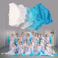 Blue Gradient Dance Fan Long Silk Dance Fan