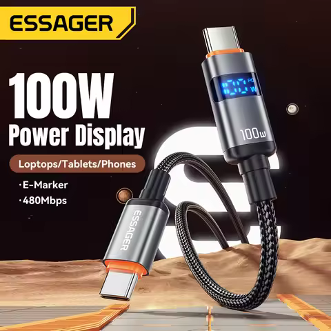 Essager Type C to Type C Cable 100W PD Fast Charging Charger USB to Type-C Display Cable For Xiaomi 