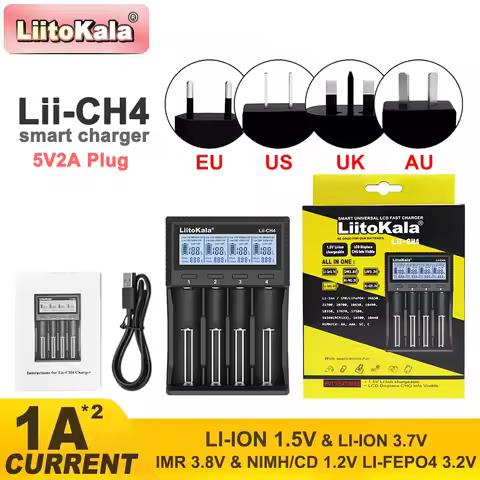 LiitoKala LII-CH4 Battery Charger for 3.7V 18650 21700 26650 18500 1.2V AA AAA NiMH 3.2V LiFePO4 1.5