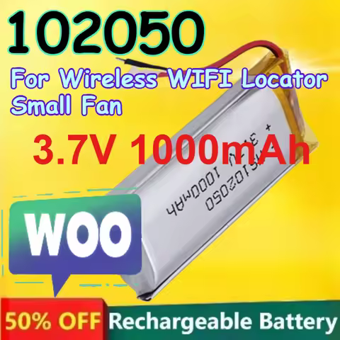 102050 3.7V Lithium Battery 1000mAh Large Capacity for Wireless WIFI Locator Small Fan Built-in Batt