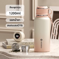 ขวดน้ำแยกชา-น้ำ พร้อมกันความร้อน วัสดุสเตนเลส 316