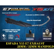 ESPADA Y15  E7 EXHAUST PIPE WITH VOLUME CONTROL ADJUST 28MM 30MM 32MM MANIFOLD -STAINLESS STEEL)