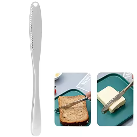 Butter Knife Holes Cheese Dessert Knife Stainless Steel Jam Knife Cutlery Toast Wipe Cream Bread Che