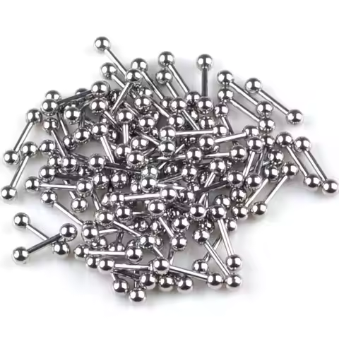 20pcs Premium Steel Barbell Tongue Tounge Nipple Ear Ring Bar Barbell Body Piercing Jewelry Bar Ring