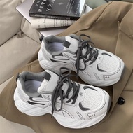 Korean Style White Retro Mesh Sneakers Women Casual Daddy Shoes Spring All-Match Breathable Running 