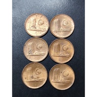 Malaysia 1st Series Parliament 1 Cent 1988 ( X6)