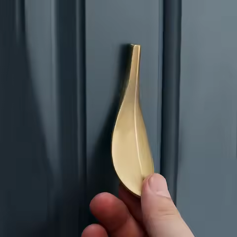 1pc-Cabinet handle, golden loquat leaf handle, cabinet door, bathroom creative handle, drawer, wardr