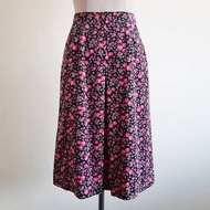 復古黑粉碎花圖案 絲絨 A字 膝上裙 女款 XS 腰圍 24.5 英吋