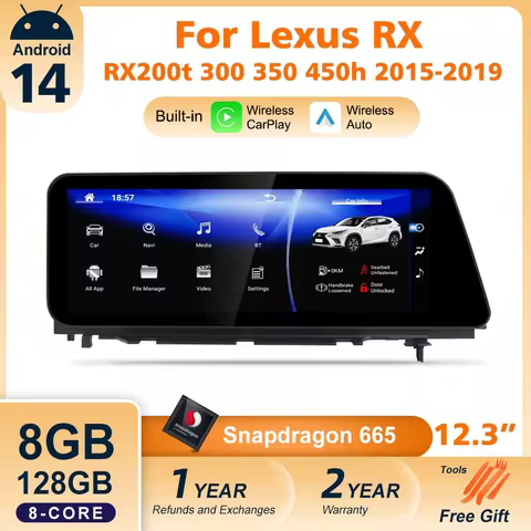 Car Radio Android 14 Auto CarPlay Multimedia Player For Lexus RX RX200t Rx300 Rx350 Rx450h RX400h Na