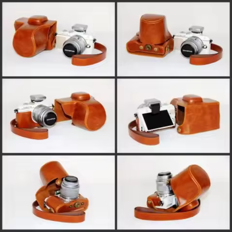 PU Leather Hard Camera Case Gag Grip Strap Cover for OLYMPUS Pen E-PL7 EPL7 E-PL8 EPL8 E-PL9 EPL9