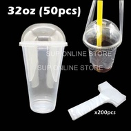 EC 32oz PP Cup with Dome Lid [ 50sets ] Disposable Plastic Cup Big Cup / Drinking / Popcorn Cup / Cu