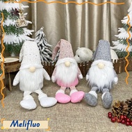 MELIFLUO Christmas Gnome Plush Doll, White Grey Pink Non Woven Fabric Gnome Doll Ornament,  Soft Fac