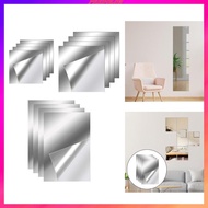 [Predolo2] 4x Square Wall Mirror Tiles Full Body Mirror Sticky Acrylic Frameless Mirror Wall Sticker for Door Home Gym Bedroom