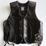 rompi kulit bikers bahan suede kombinasi