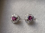 紫牙烏S925 純銀耳釘 Purple garnet, Rhodolite Garnet S925 silver earrings,earring,ring,rings,necklaces,brace