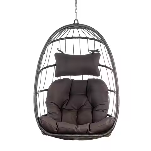 Aluminum Frame and UV Resistant Cushion H,Egg Swing Chair Without Stand Outdoor Indoor, Foldable Swi